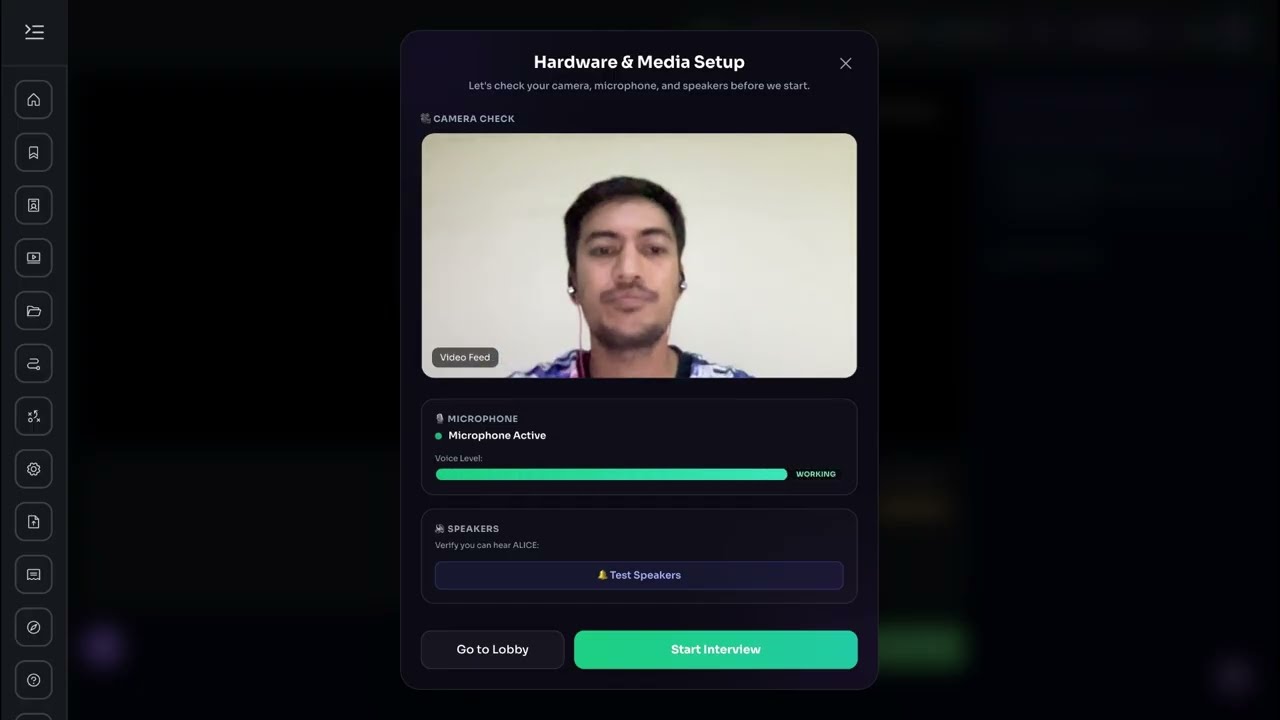 Socratic AI Interview camera and microphone setup